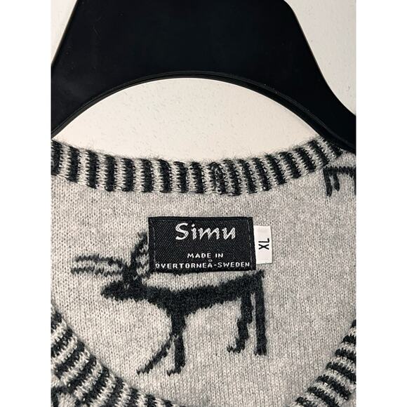 SIMU GRAY MADE IN SWEDEN CAVE ART KNIT WOOL CARDIGAN SWEATER SIZE XL - Picture 3 of 3